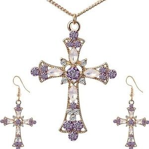 Cross Necklace and Earrings Set